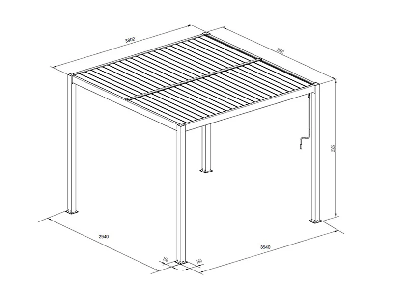 Bioklimatyczna pawilon Pergola San Pablo Alu+, 3x4m, Czarny/Biały - Image 5
