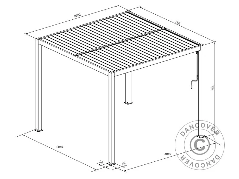 Bioklimatyczna pergola San Pablo Alu+ z drzwiami przesuwnymi, 3x4m, Czarna/Biała - Image 10